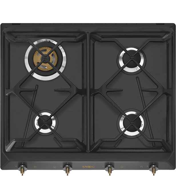 Smeg Plynová varná deska se 4 varnými zónami, 60 cm, SRV864, černá SRV864AOGH