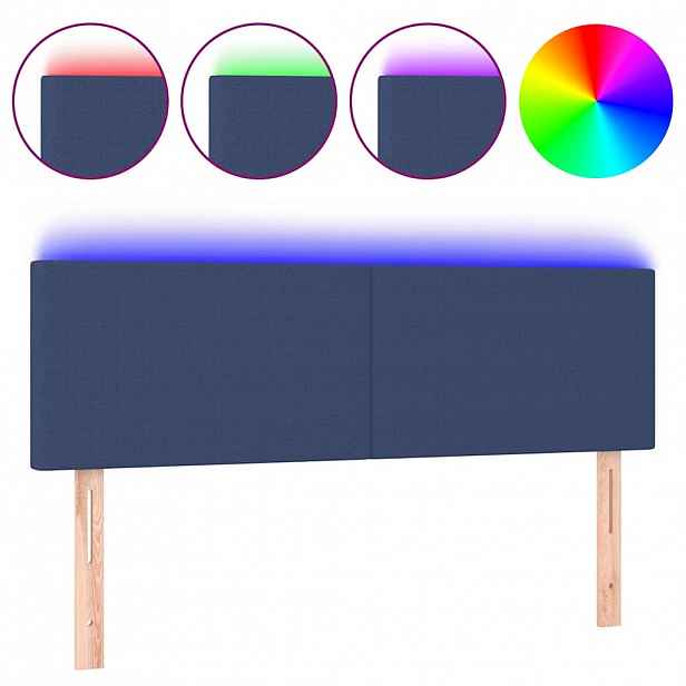 vidaXL Čelo postele s LED krémové 144x5x78/88 cm textil