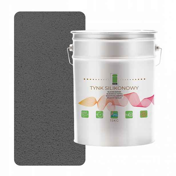 Vnější Silikonová Fasádní Omítka Šedá, Ztmavená, 1.0 MM, Průměr 15 Kg