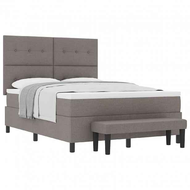 vidaXL Postel s boxspringem s čelo Taupe 140 x 200 cm textil