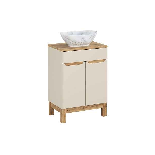 Comad Koupelnová skříňka Bali Casad Pati s deskou a umyvadlem 60 cm kašmírová/dub wotan