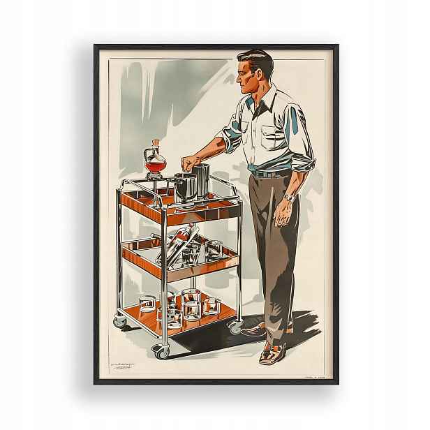Obraz Retro Bar Whisky Plakát Rámeček Dřevěný Černý 30x42 cm