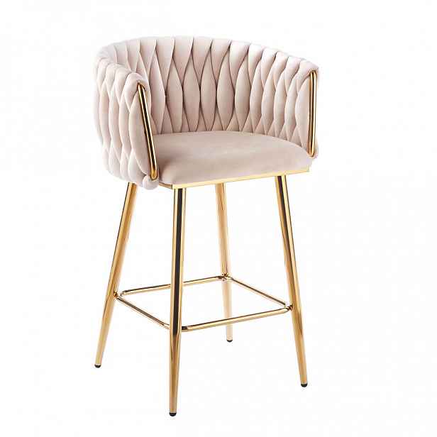 Designová barová židle ZULIMARA - béžová / zlatá