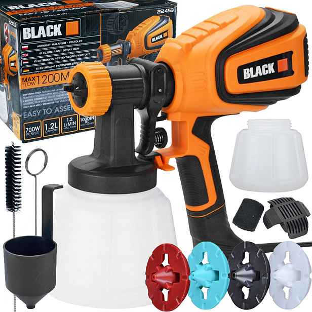 Malířská Pistole Na Malování Stěn 700W 4 Trysky 1200 ML Sada