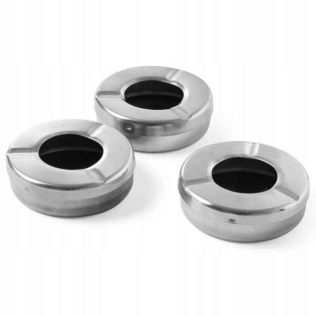 Popelník s víkem z nerezové oceli, průměr 90 mm, sada 3ks Hendi 44