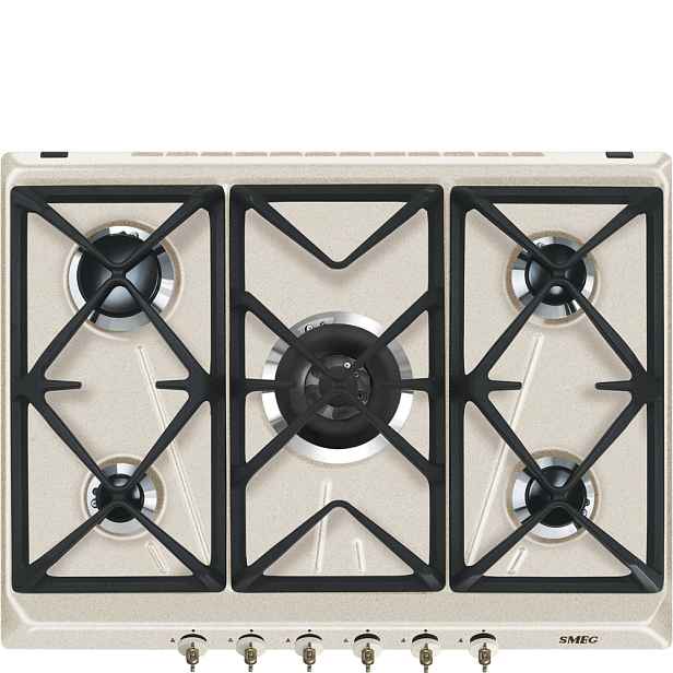 Smeg Plynová varná deska Coloniale s 5 varnými zónami, 70/75 cm, SRV876, světle krémová SRV876AVOGH2