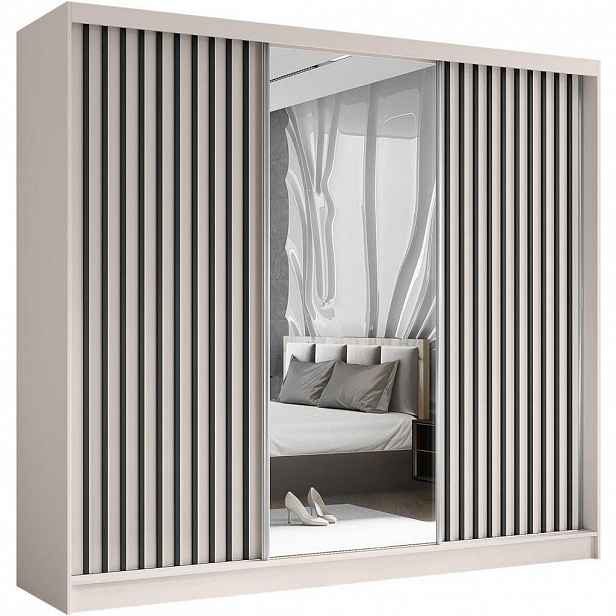 Beautysofa SKŘÍŇ s posuvnými dveřmi Helix II 240/216/61 kašmír + černá se zásuvkami