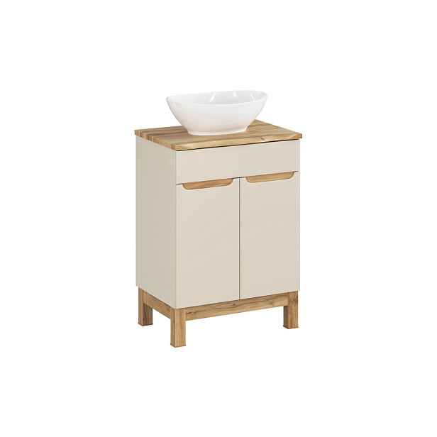 Comad Koupelnová skříňka Bali Nature Lola s deskou a umyvadlem 60 cm kašmírová/dub wotan