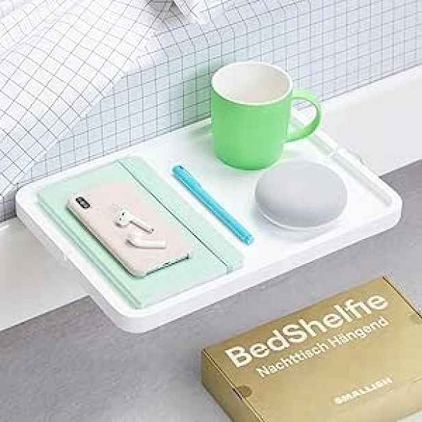 Noční stolek BedShelfie pro patrové postele, bílé dřevo