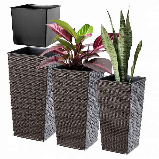 Set 3ks Květináč Vysoká Vložka Velká Mokka 37+47+57 cm