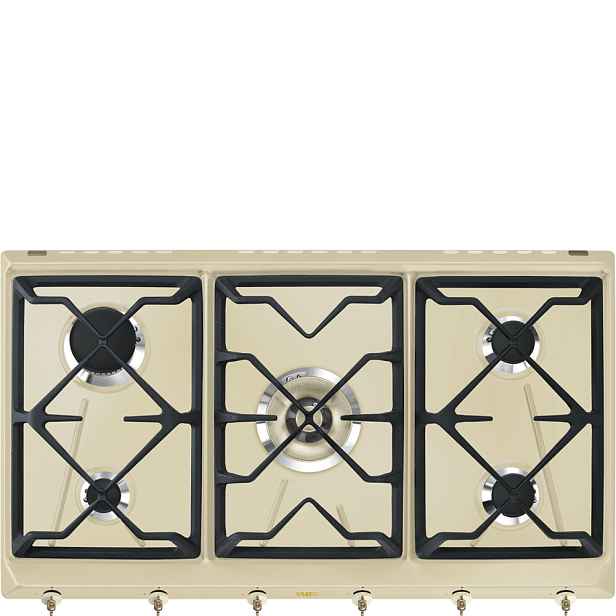 Smeg Plynová varná deska s 5 varnými zónami, 90 cm, SRV896, krémová SRV896POGH