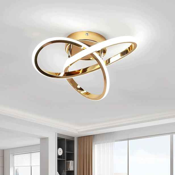Stropní svítidlo zlaté Led lustr závěsné moderní do obývacího pokoje 30W 6500K