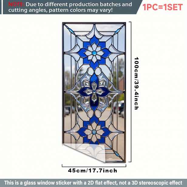 TEMU 2D plochá fólie - 2D plochá fólie - 1 role s designem vitráže, 2D okenní fólie. PVC statická adsorpční okenní fólie, 45 x 100 cm. Domácí