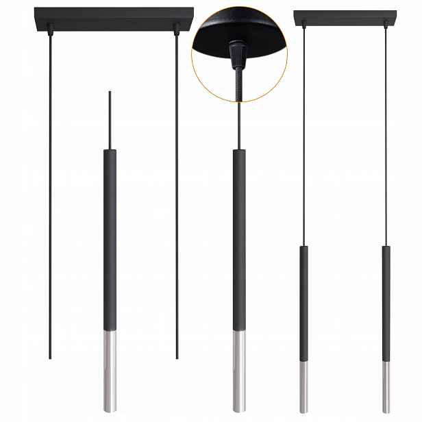 Závěsná kovová lampa Loft Cerlux Frey Černá Stříbrná 2x10W 2xG9 Zwis