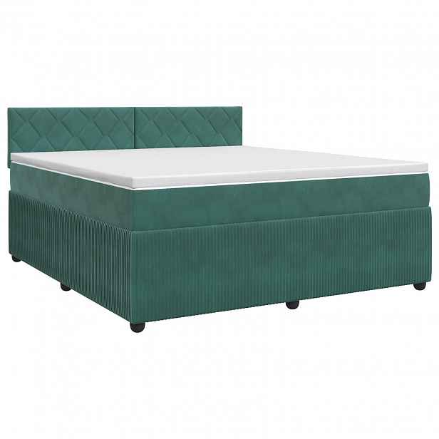 vidaXL Postel boxspring s matrací Tmavě zelená 180 x 200 cm Samet