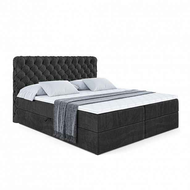 ALTDECOR AMERICKÁ postel s matrací H3 a roštem – BOXI8 – 200 x 200 cm, černá