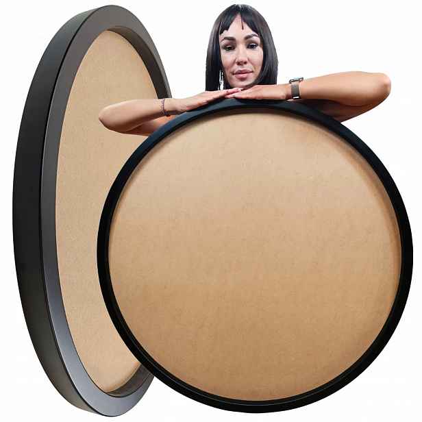 Dřevěný kulatý rám Černá základna pod mech chrobotek Diy ruční výroba 90 cm