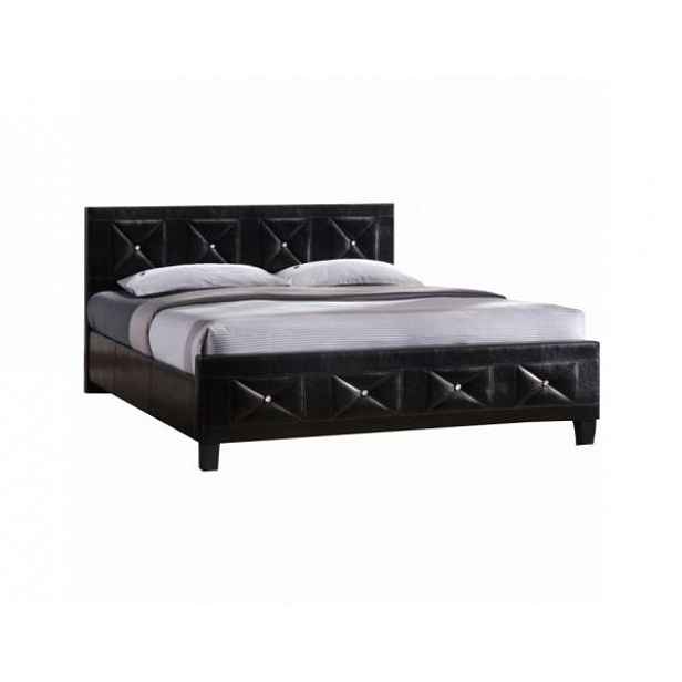 Manželská postel s roštem CARISA, ekokůže černá, 180x200cm