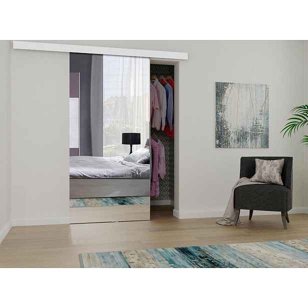 Posuvné interiérové dveře se zrcadlem PALMIRA - 80 cm, bílé
