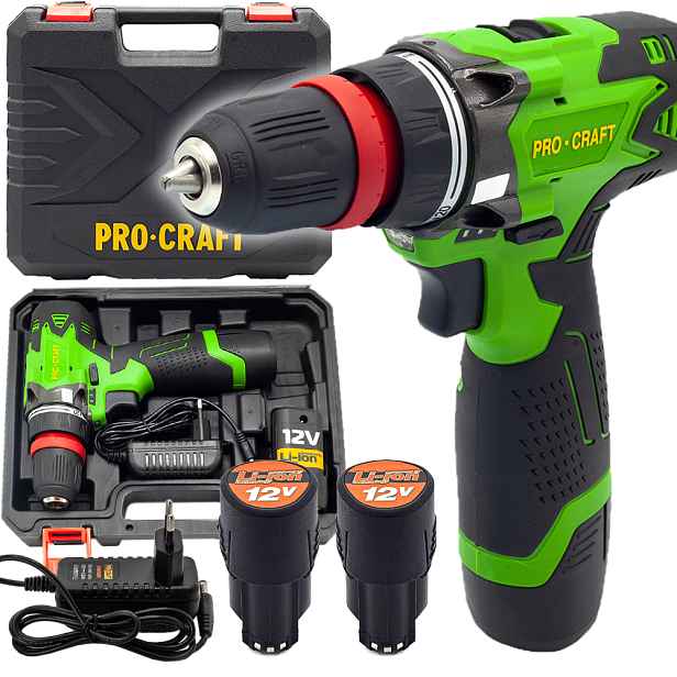 Procraft Aku Vrtačka PA12DFR 2 aku. 2,0Ah nabíječka