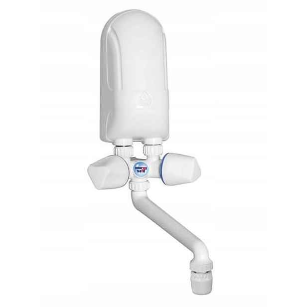 Průtokový ohřívač vody 3,7 kW nadumyvadlový s bílou baterií