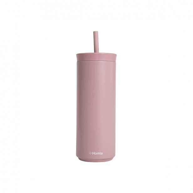 Termohrnek Cocoa s brčkem růžový 500 ml Homla