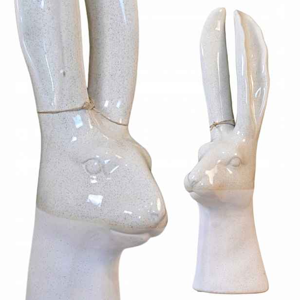 Velikonoční figurka Hlava Zajíce 50 cm bílá lesklá, matný králík na Velikonoce