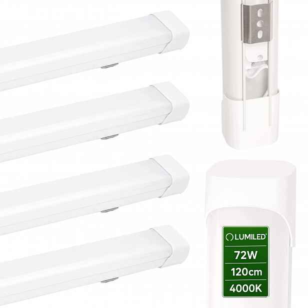 4x Led lineární svítidlo 120 cm Stropní Svítidlo na omítku 72W 8640lm 4000K Výkonná