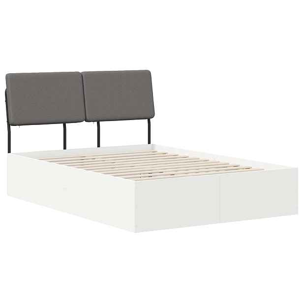 vidaXL Dvoulůžková postel s čelem Bílá a světlá šedá 140 x 200 cm