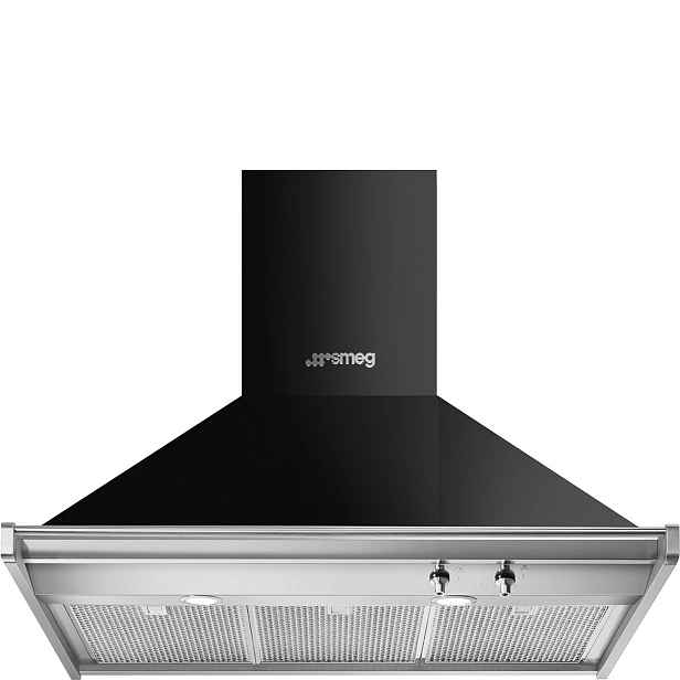 Smeg Nástěnný odsavač par Classic, 90 cm se 3 tukovými filtry, černá KD90HNE