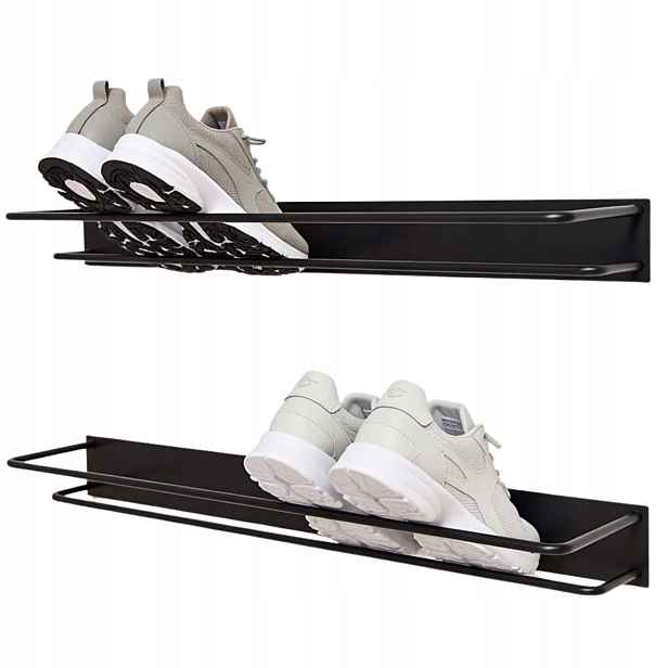 Závěsný Regál Na Boty Kovový Loft Černý 2x Polička 78CM Nástěnný Produkt Pl