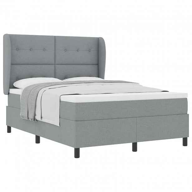 vidaXL Postel s boxspringem s čelo Světle šedá 160 x 200 cm textil