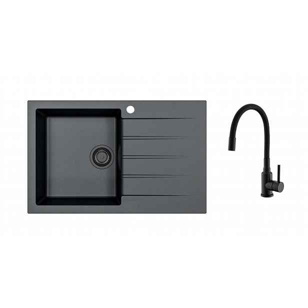 Alveus - Set dřezu Cadit 20 a baterie Mintas, deep black SETA25624
