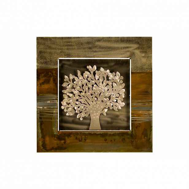 KUNSTLOFT KOVOVÁ NÁSTĚNNÁ DEKORACE HNĚDÁ, 55/55 CM