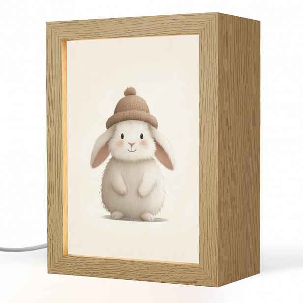 OnlyWow NOČNÍ LAMPIČKA Králík - Klobouk - Uši - béžový 15x20 cm