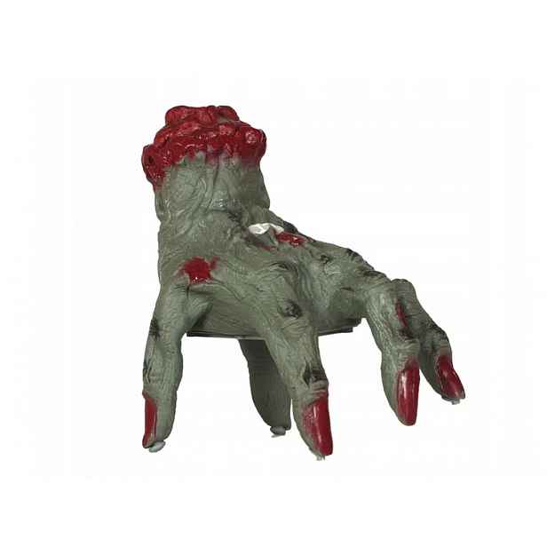 Ruka Zombie Pohyblivá 20 CM Rukojeť Zelená Halloween Halloweenská Zelená