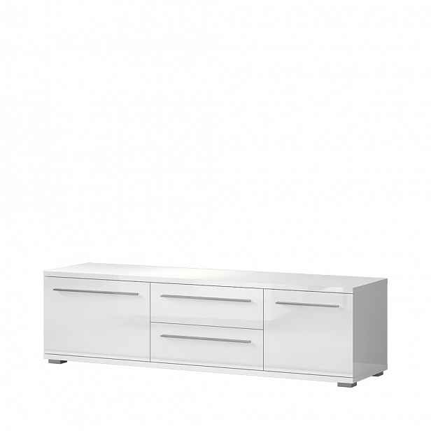 Televizní stolek PIANO TV165-2K2F/PN bílá lesk
