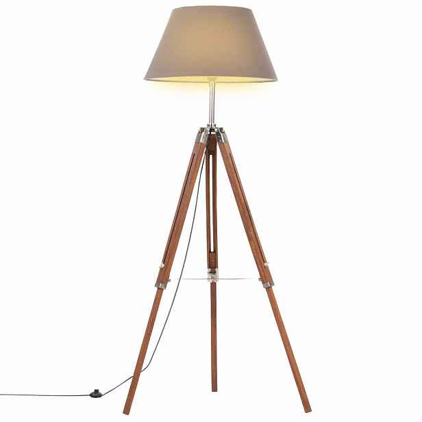 vidaXL Stojací lampa stativ medově hnědá a šedá masivní teak 141 cm