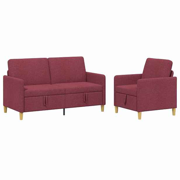 vidaXL Sedačka se storage 2 ks Víno Červené Polyester