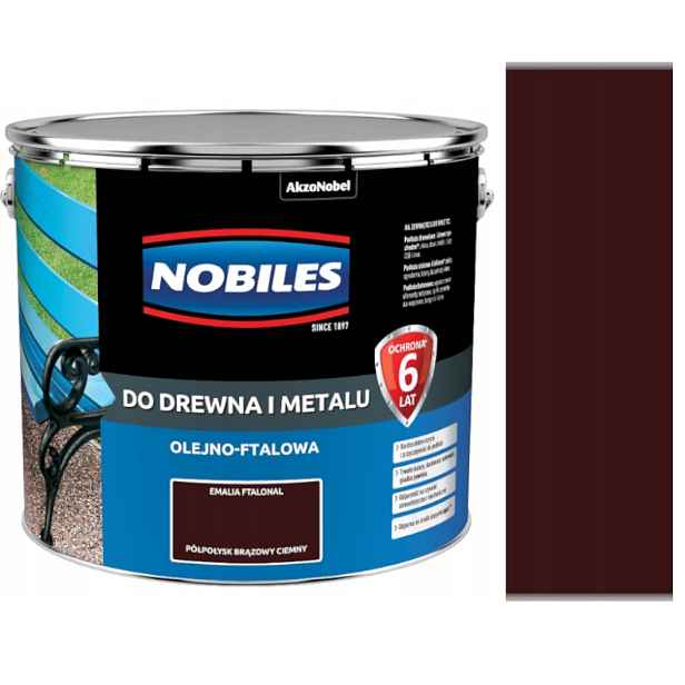 Nobiles Ftalonal Barva Na Dřevo A Kov 10L Hnědá Tmavý Pololesk