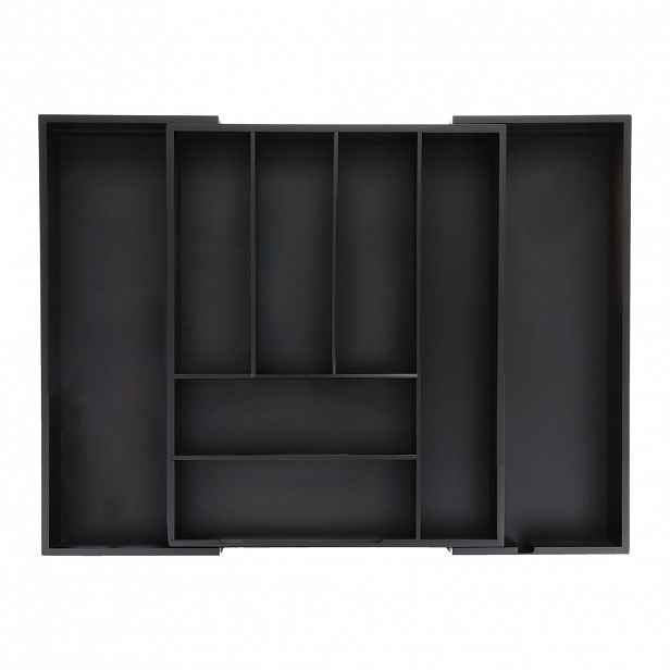 Relaxdays PŘÍBORNÍK Černý bambus MDF výsuvný 8 přihrádek 35 cm