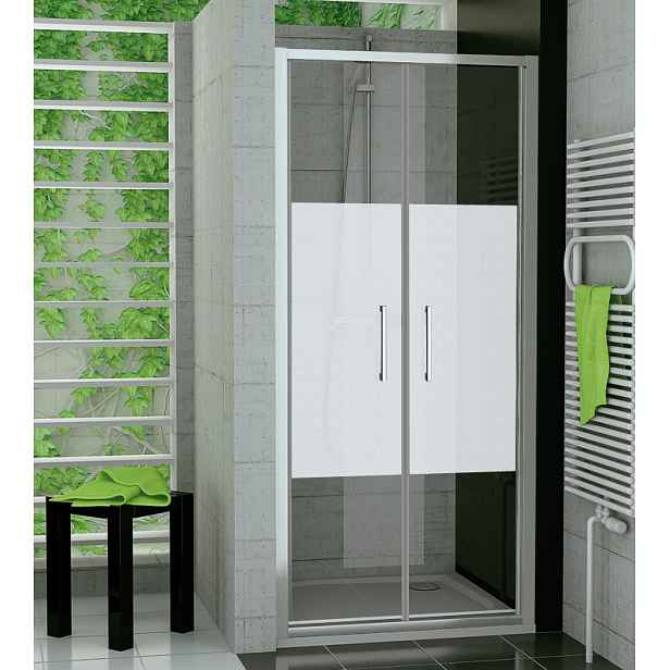 SanSwiss TOPP2 0900 01 51 Dvoukřídlé dveře 90 cm, matný elox/linie