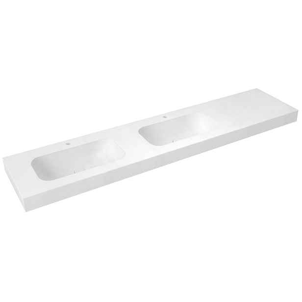 Sapho EMICO dvojumyvadlo, Rockstone, 240x50cm, límec L, levé, bílá mat