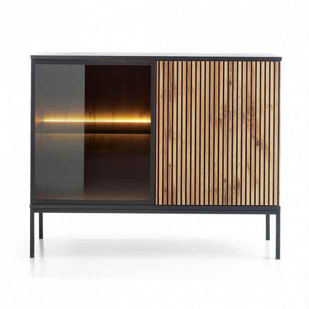 Selsey KOMODA Tosena černá/dub Wotan s LED 104 cm