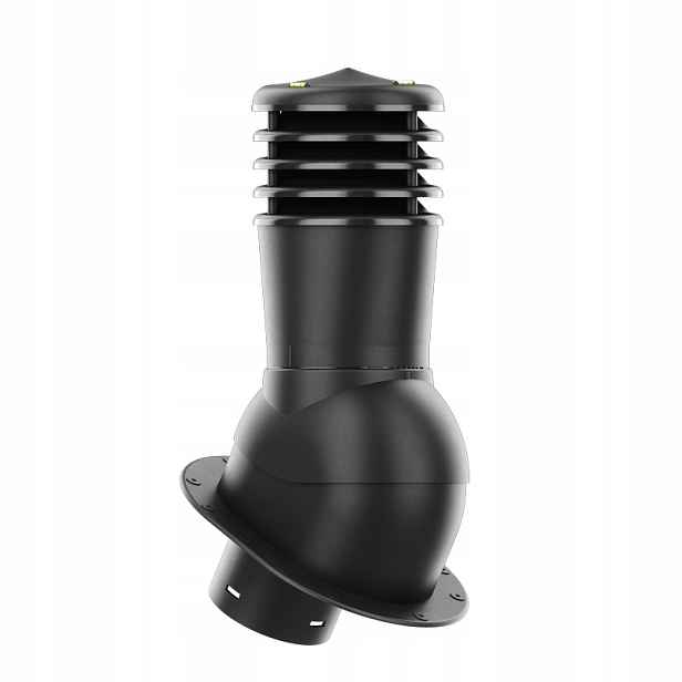 Větrací komín s podstavcem a těsněním Pi, průměr 150 mm, nezateplený, černý