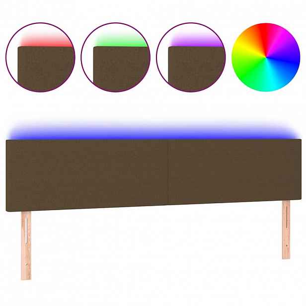 vidaXL Čelo postele s LED tmavě hnědé 160x5x78/88 cm textil