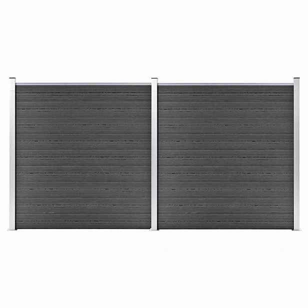 vidaXL Sada plotových dílců WPC 353 x 186 cm černá