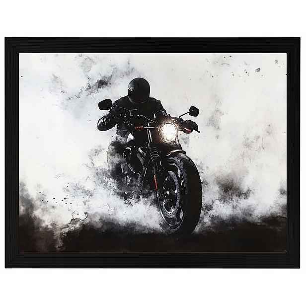 Plakát Rámeček Dřevo Motocykl Sportovní Kouř Motor Černobílý 80x60