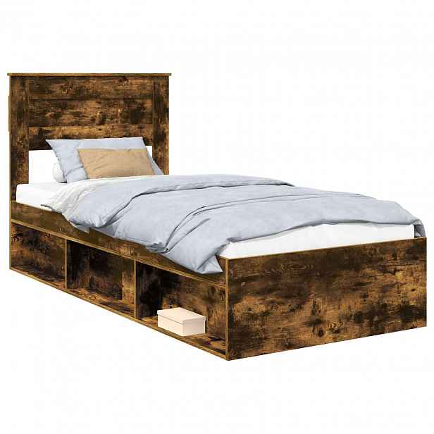 vidaXL Rám postele Kouřový dub 100 x 200 cm Kompozitní dřevo