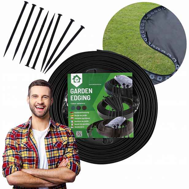 Černé zahradní lem 55 mm -20 metrů 60 kotev Silné!!!